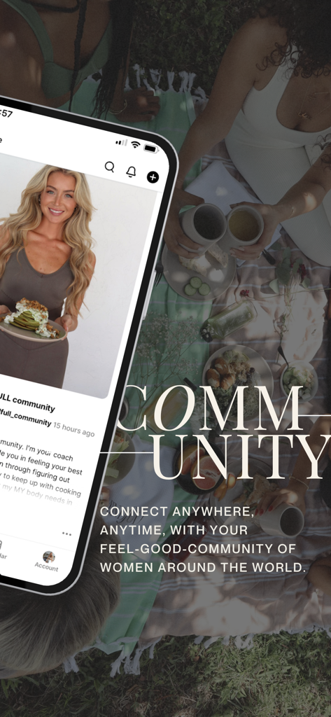 MINDFULL.so - Interface de la communauté du bien-être MINDFULL.so montrant un fil d'actualité social pour les femmes axé sur la santé et la nutrition.