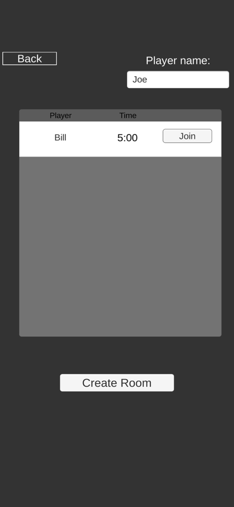 Barricade GG - Online multiplayer lobby screen for joining or creating game rooms in Barricade GG