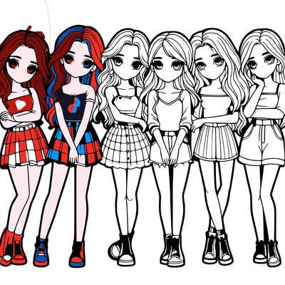 a group of girls realistic