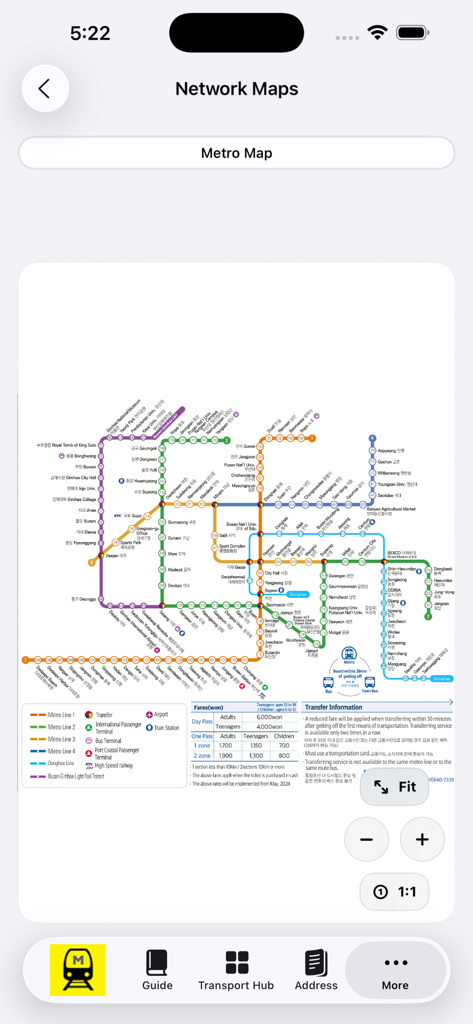 Busan Subway Map - High resolution Busan metro map view with zoom controls and English station names for travelers