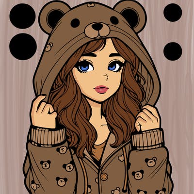 realistic girl in a animal pjs hoodie