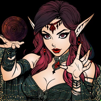 realistic scary beautiful elf sorceress casting spell
