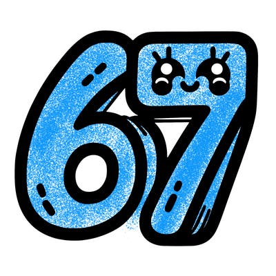 the numbers 67