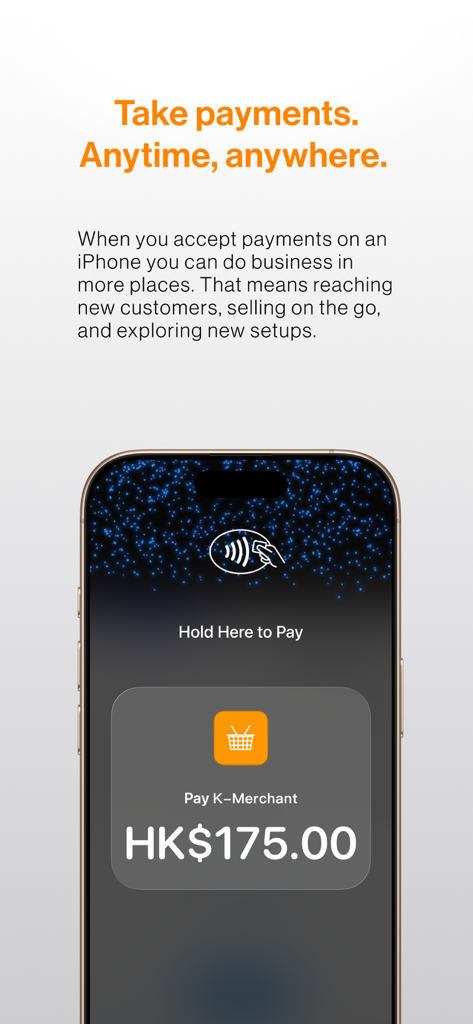 KPay - KPay mobile app interface for accepting contactless payments on iPhone