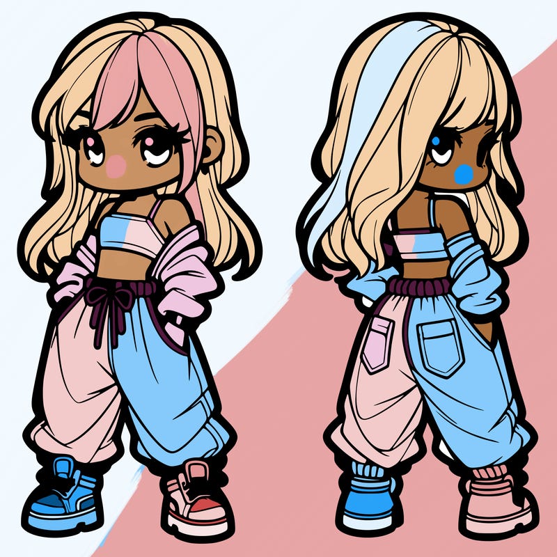 girl in crop top and baggy pants