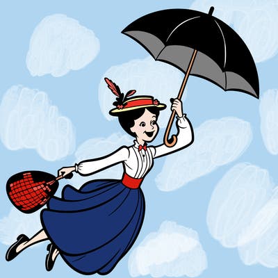 mary poppins flying with umbrella