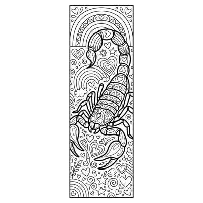 Embrace the spirit of Pride Month with this striking scorpion bookmark coloring page. Its intricate design combines natural beauty with symbols of love and diversity, perfect for personalizing your reads.