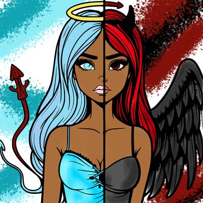 devil vs angel realistic girl