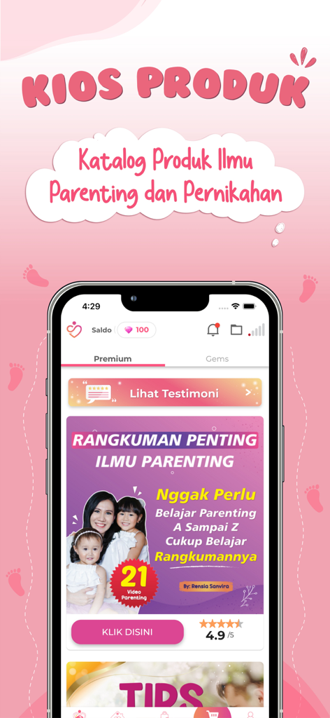 Mamalyfe app product catalog featuring parenting and marriage courses