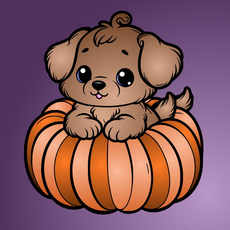 cute little puppy in a pumpkin