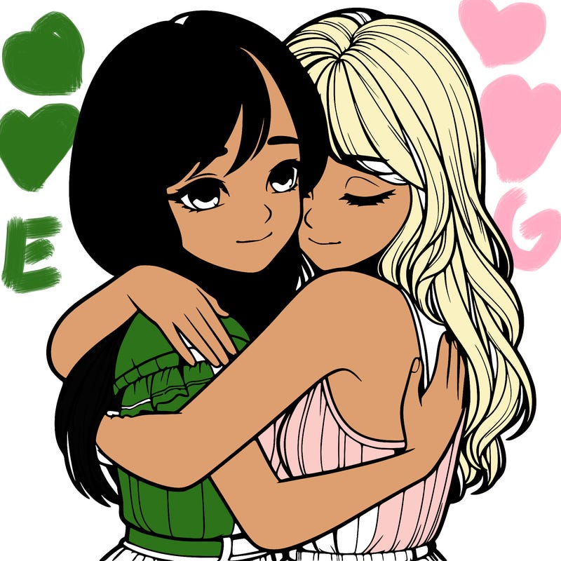 realistic girls hugging