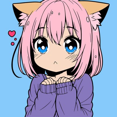 shy anime catgirl