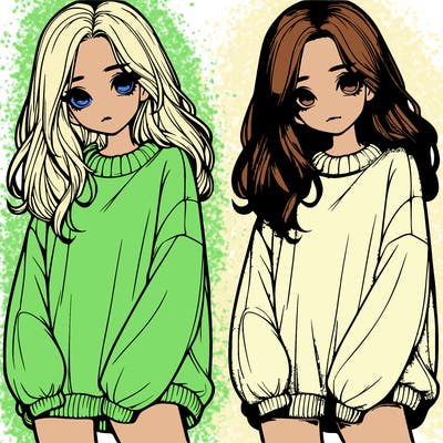 realistic girl with baggy sweater