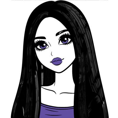 realistic girl with straight and long hair