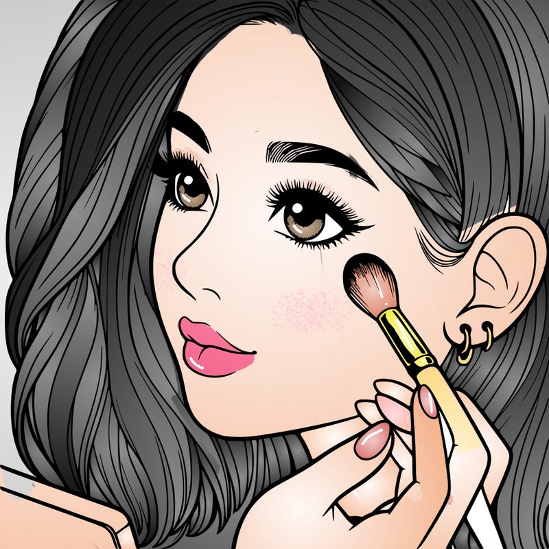 a realistic girl doing her makeup