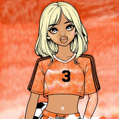 realistic girl wearing soccer jersey