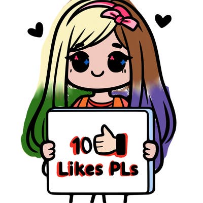 girl holding a sign saying 10 likes pls
