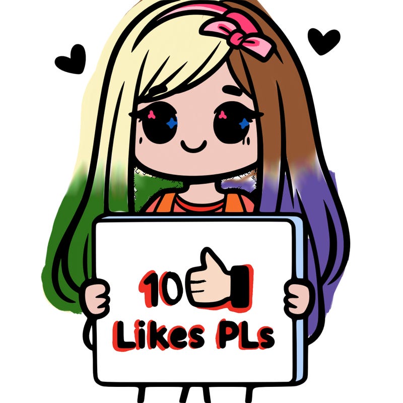 girl holding a sign saying 10 likes pls
