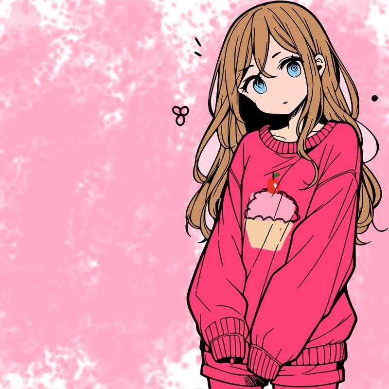 manga teen girl  in a sweater and baggy pants