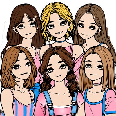 a group of girls realistic