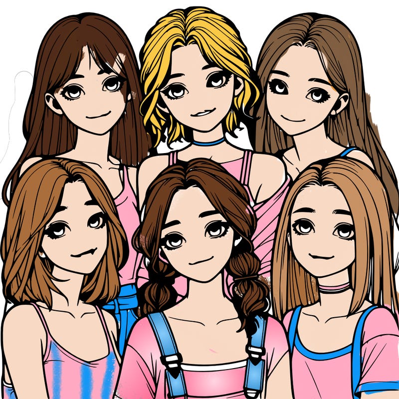 a group of girls realistic