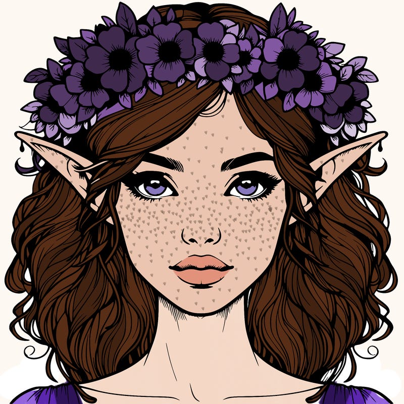 realistic female elf with flower crown