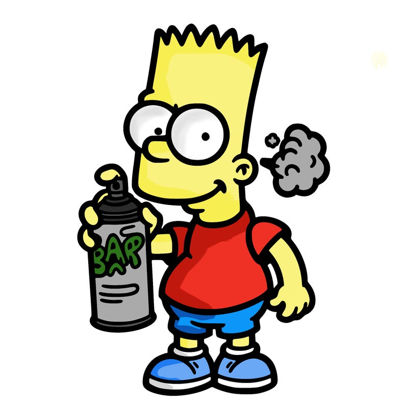 bart with a spray can