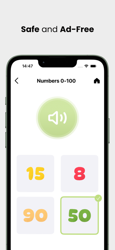 FunCards- first English words! - Uma interface de jogo educacional segura e livre de anúncios para crianças aprendendo números em inglês