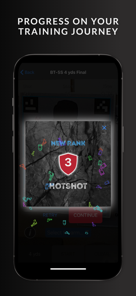 Mantis Laser Academy - Mantis Laser Academy app screen showing a New Rank notification for Hotshot at level 3