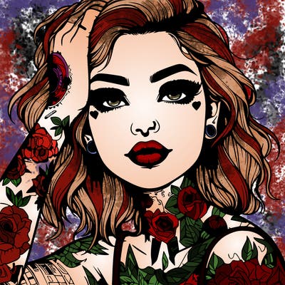 realistic girl with tattoos all over