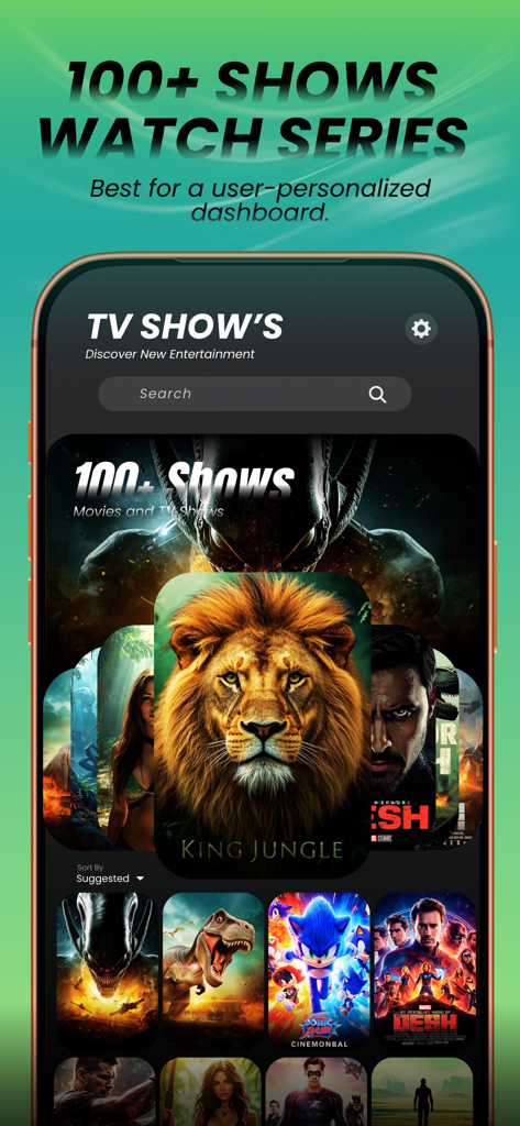 Personalized dashboard of MovieBox app displaying TV shows and movies