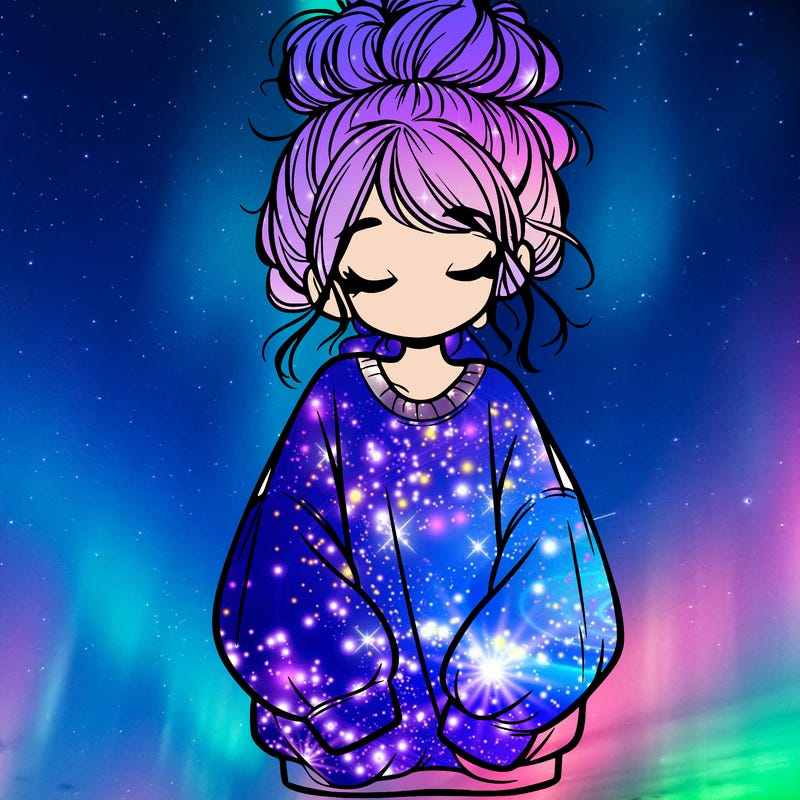 girl with baggy sweatshirt and messy bun