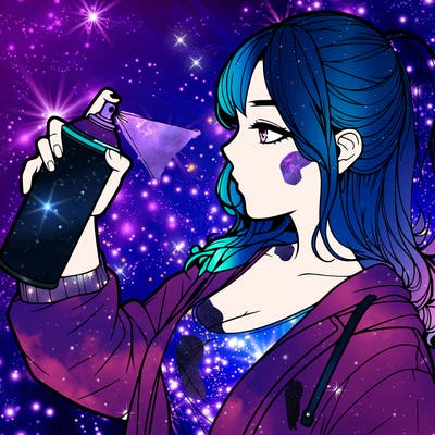 a realistic girl spray, painting