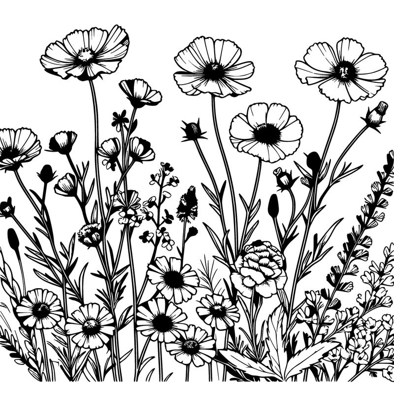 beautiful wildflowers realistic