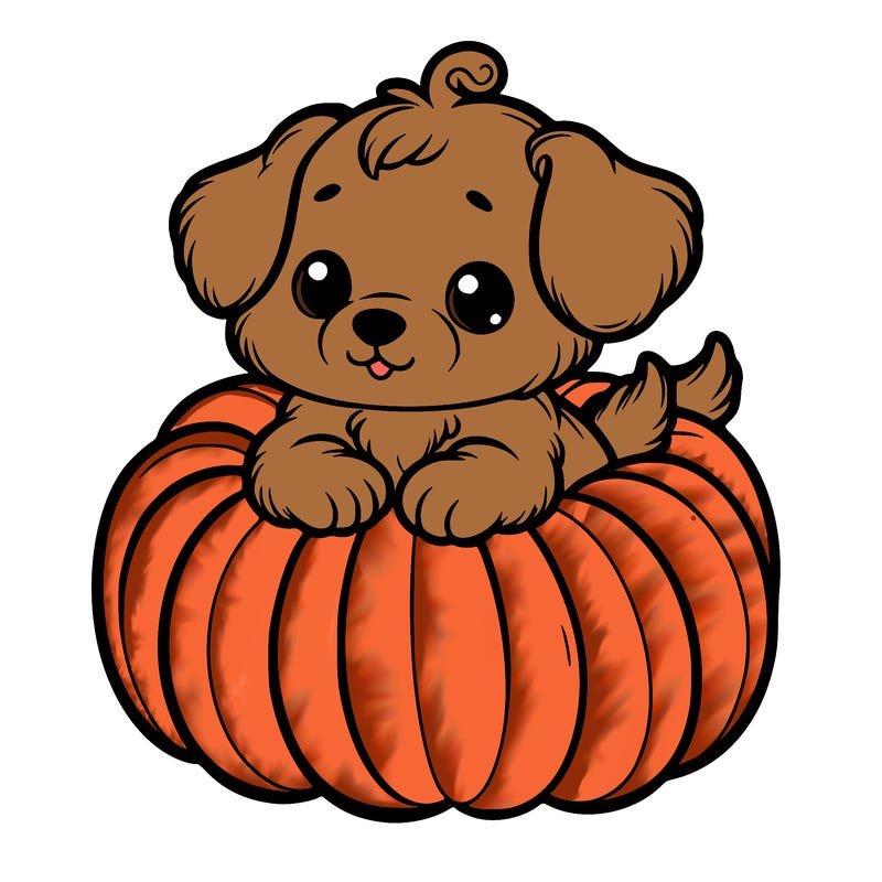 cute little puppy in a pumpkin