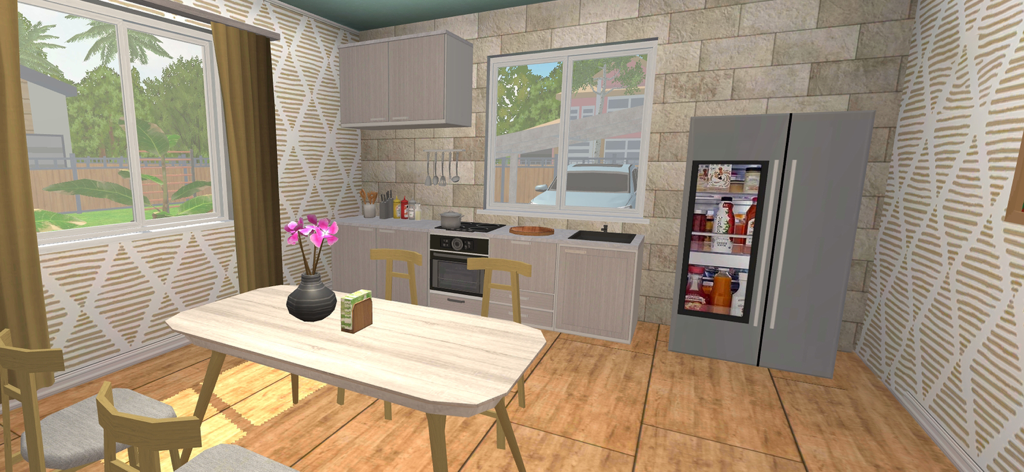 Modern kitchen and dining area interior in House Craft Fix Flip game