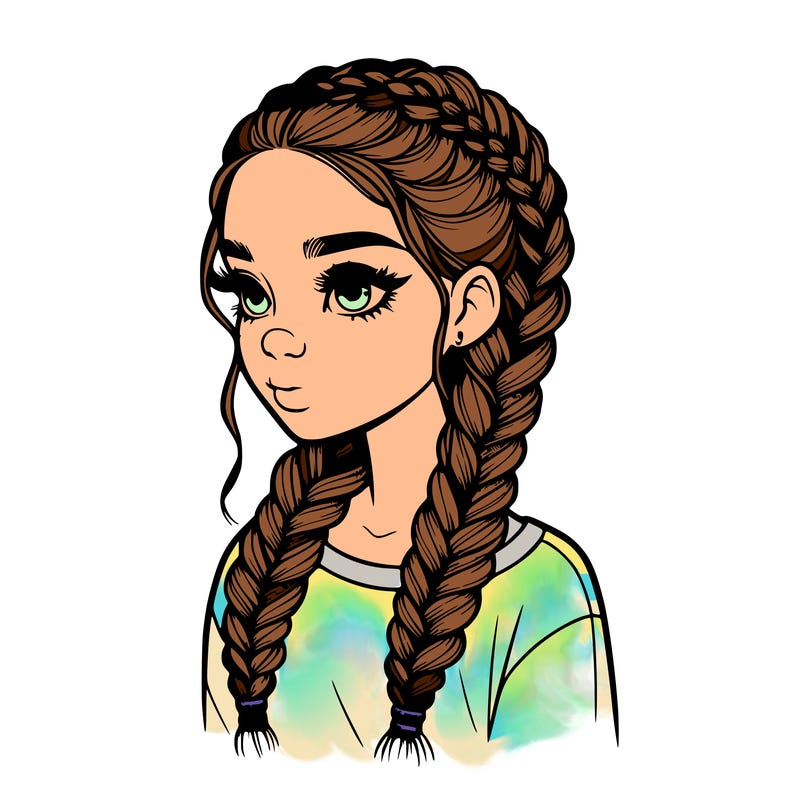 realistic girl with braids