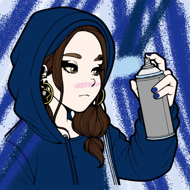 a realistic girl, spray painting