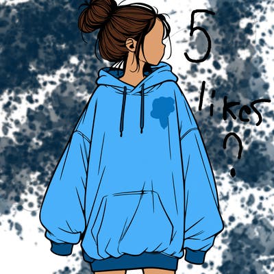realistic girl with a oversized sweatshirt on and a bun
