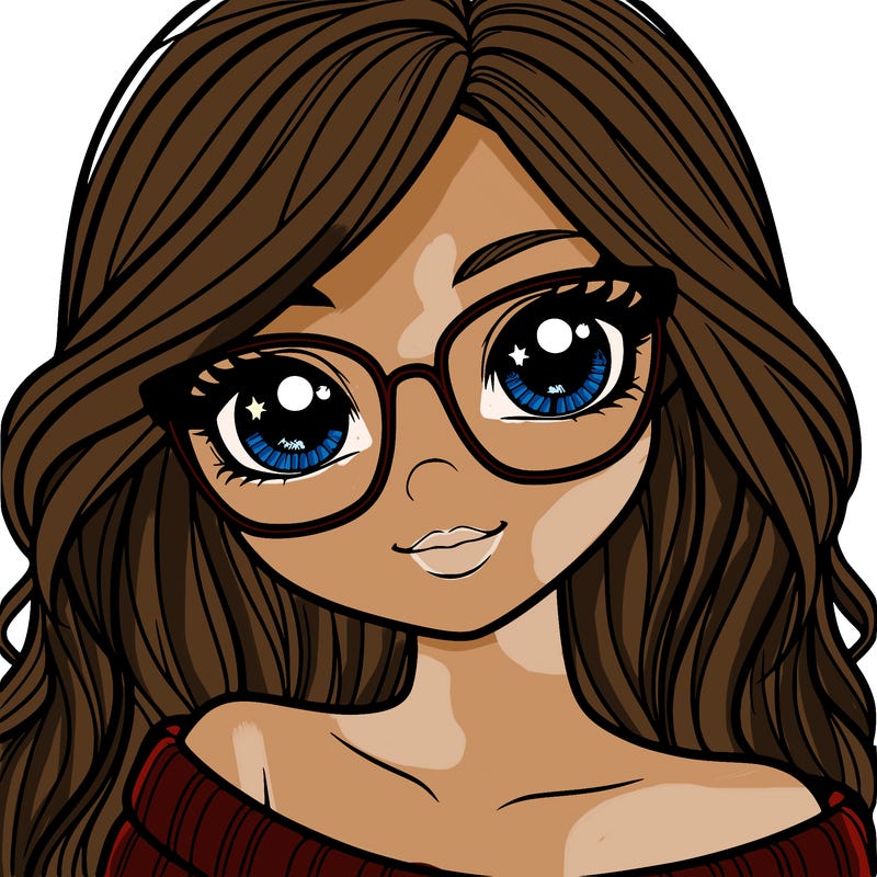 girl with beautiful eyes, hair, and glasses