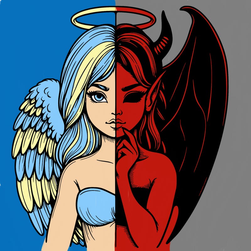 realistic angel half demon