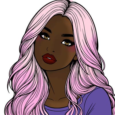 realistic girl with hair on her hair and lips