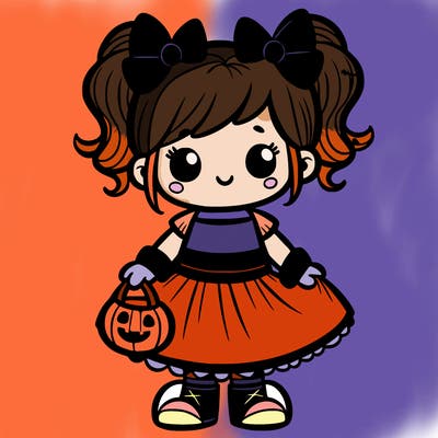 little girl in halloween dress