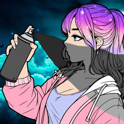 a realistic girl spray, painting