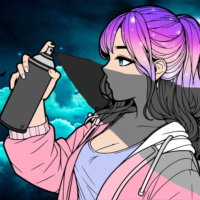 a realistic girl spray, painting