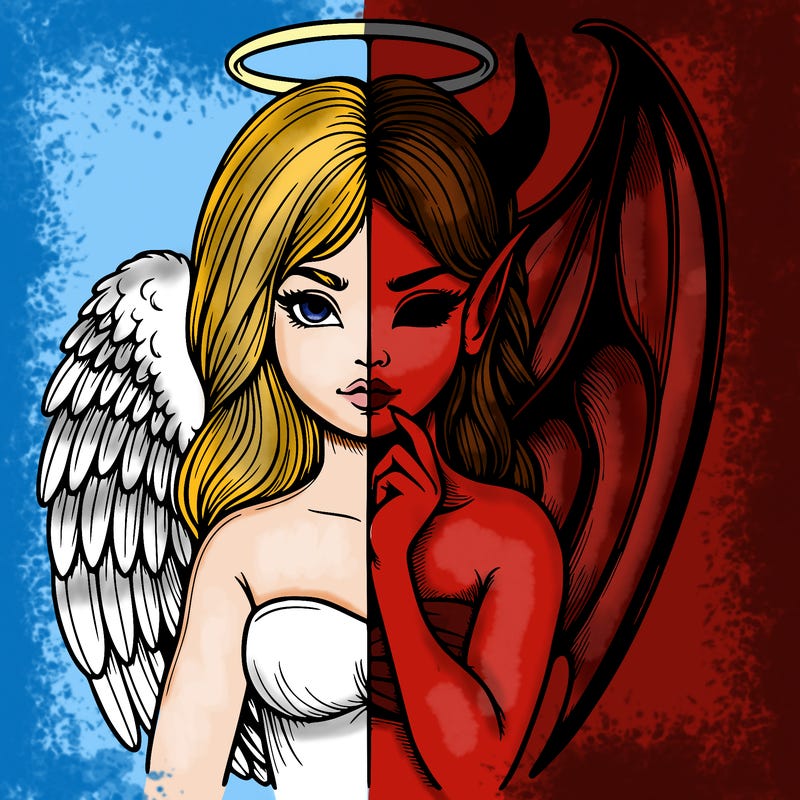 realistic angel half demon