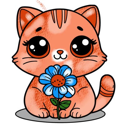 a cat with a flower