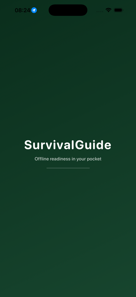 Survival Guide Offline - Survival Guide Offline app splash screen featuring the slogan Offline readiness in your pocket