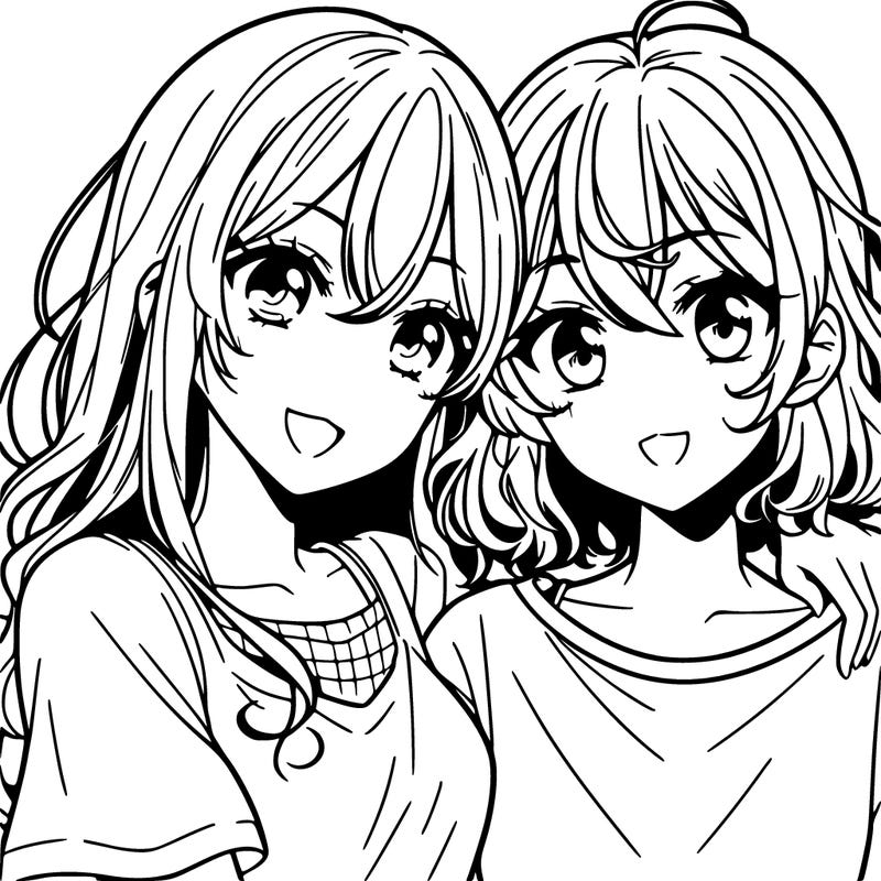 two girls together manga style