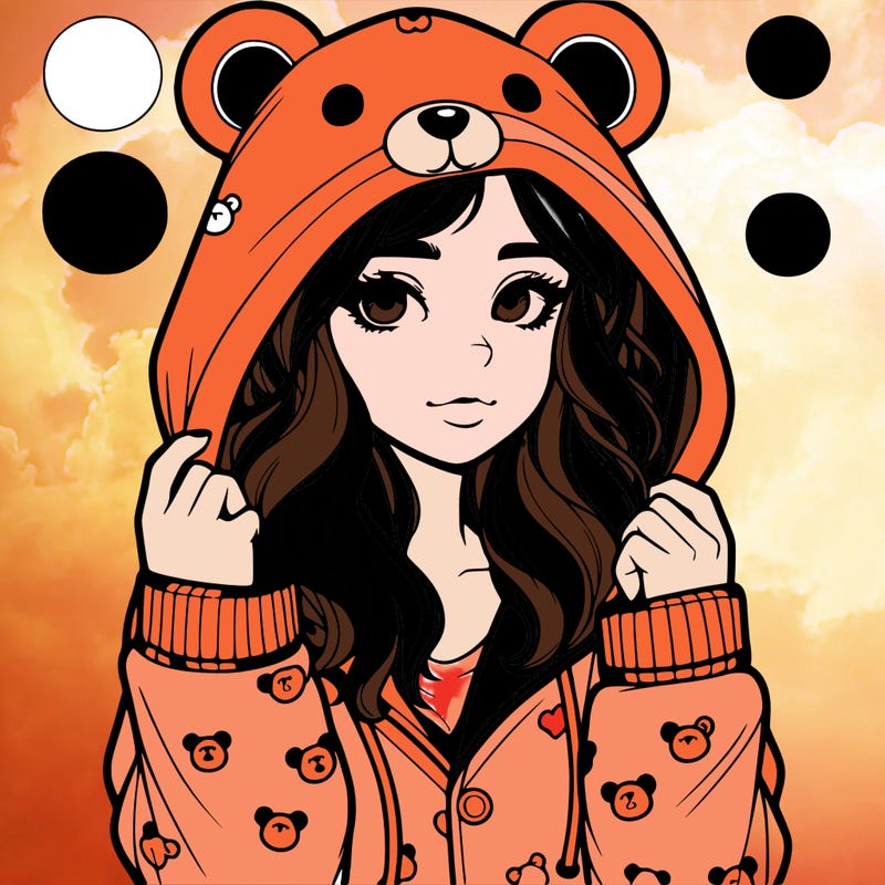 realistic girl in a animal pjs hoodie